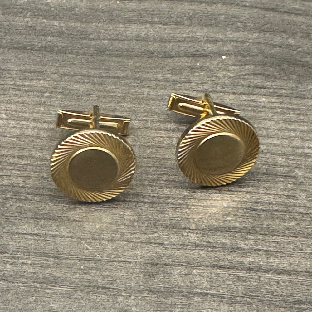 Unbranded Cufflinks Mens OS Gold Excellent Vintage Sunburst Round Toggle Back